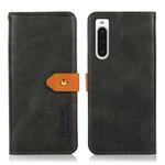 For Sony Xperia 10 V KHAZNEH Dual-color Cowhide Texture Flip Leather Phone Case(Black)