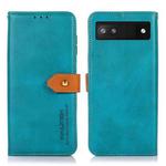 For Google Pixel 7a KHAZNEH Dual-color Cowhide Texture Flip Leather Phone Case(Blue)