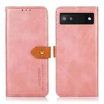 For Google Pixel 7a KHAZNEH Dual-color Cowhide Texture Flip Leather Phone Case(Rose Gold)