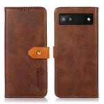 For Google Pixel 7a KHAZNEH Dual-color Cowhide Texture Flip Leather Phone Case(Brown)