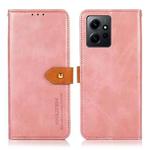 For Xiaomi Redmi Note 12 4G Global KHAZNEH Dual-color Cowhide Texture Flip Leather Phone Case(Rose Gold)