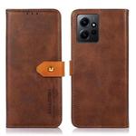 For Xiaomi Redmi Note 12 4G Global KHAZNEH Dual-color Cowhide Texture Flip Leather Phone Case(Brown)