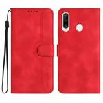 Heart Pattern Skin Feel Leather Phone Case For Huawei P30 Lite/nova 4e/Honor 20S Russia Version/20 lite Russia Version(Red)