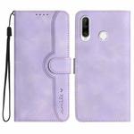 Heart Pattern Skin Feel Leather Phone Case For Huawei P30 Lite/nova 4e/Honor 20S Russia Version/20 lite Russia Version(Purple)