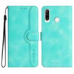 Heart Pattern Skin Feel Leather Phone Case For Huawei P30 Lite/nova 4e/Honor 20S Russia Version/20 lite Russia Version(Light Blue)