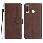 Heart Pattern Skin Feel Leather Phone Case For Huawei P30 Lite/nova 4e/Honor 20S Russia Version/20 lite Russia Version(Brown)