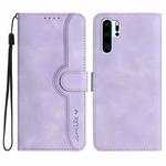 For Huawei P30 Pro Heart Pattern Skin Feel Leather Phone Case(Purple)