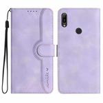 For Huawei Y6 2019 Heart Pattern Skin Feel Leather Phone Case(Purple)