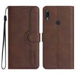 For Huawei Y6 2019 Heart Pattern Skin Feel Leather Phone Case(Brown)