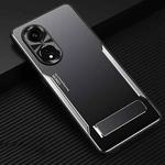 For OPPO A1 Pro / A98 Blade Series TPU + Titanium Alloy Phone Case with Holder(Black Silver)