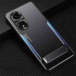 For OPPO A1 Pro / A98 Blade Series TPU + Titanium Alloy Phone Case with Holder(Black Blue)