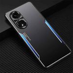 For OPPO A1 Pro / A98 Blade Series TPU + Titanium Alloy Phone Case(Black Blue)