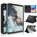 For iPad 10th Gen 10.9 2022 Marble Pattern Stitching Leather Tablet Case(Black)
