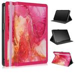 For 10 inch Marble Pattern Stitching Leather Tablet Case(Pink)