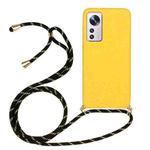 For Xiaomi 12 / 12X Wheat Straw Material + TPU Phone Case with Lanyard(Yellow)