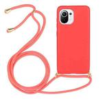 For Xiaomi Mi 11 Lite Wheat Straw Material + TPU Phone Case with Lanyard(Red)