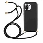 For Xiaomi Mi 11 Lite Wheat Straw Material + TPU Phone Case with Lanyard(Black)