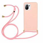 For Xiaomi Mi 11 Lite Wheat Straw Material + TPU Phone Case with Lanyard(Pink)