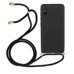 For Xiaomi Redmi 9A Wheat Straw Material + TPU Phone Case with Lanyard(Black)