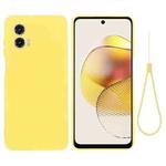 For Motorola Moto G73 Pure Color Liquid Silicone Shockproof Phone Case(Yellow)