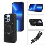 For iPhone 13 Pro Armor Ring Wallet Back Cover Phone Case(Black)