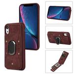 For iPhone XR Armor Ring Wallet Back Cover Phone Case(Wine Red)