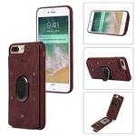 For iPhone SE 2022 / 2020 / 8 / 7 Armor Ring Wallet Back Cover Phone Case(Wine Red)