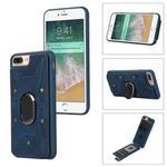 For iPhone 8 Plus / 7 Plus Armor Ring Wallet Back Cover Phone Case(Blue)
