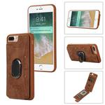 For iPhone 8 Plus / 7 Plus Armor Ring Wallet Back Cover Phone Case(Brown)