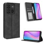 For Itel A60 Magnetic Buckle Retro Texture Leather Phone Case(Black)