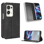 For OPPO Find N2 Magnetic Buckle Retro Texture Leather Phone Case(Black)