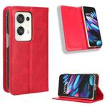 For OPPO Find N2 Magnetic Buckle Retro Texture Leather Phone Case(Red)