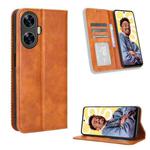 For Realme C55 4G Magnetic Buckle Retro Texture Leather Phone Case(Brown)