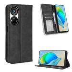 For ZTE Blade V40s Magnetic Buckle Retro Texture Leather Phone Case(Black)
