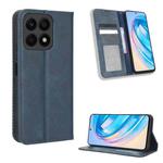 For Honor X8a Magnetic Buckle Retro Texture Leather Phone Case(Blue)