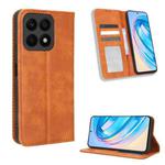 For Honor X8a Magnetic Buckle Retro Texture Leather Phone Case(Brown)