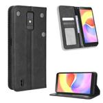 For ZTE Blade A32 Magnetic Buckle Retro Texture Leather Phone Case(Black)