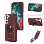 For Samsung Galaxy S22+ 5G Armor Ring Wallet Back Cover Phone Case(Wine Red)