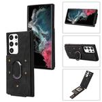 For Samsung Galaxy S22 Ultra 5G Armor Ring Wallet Back Cover Phone Case(Black)