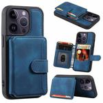 For iPhone 14 Pro Skin Feel Dream Anti-theft Brush Shockproof Portable Skin Card Bag Phone Case(Peacock Blue)