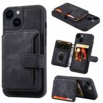 For iPhone 13 Skin Feel Dream Anti-theft Brush Shockproof Portable Skin Card Bag Phone Case(Black)