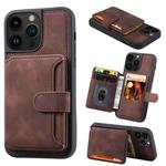 For iPhone 13 Pro Max Skin Feel Dream Anti-theft Brush Shockproof Portable Skin Card Bag Phone Case(Coffee)
