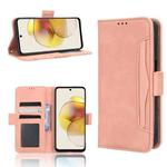 For Motorola Moto G53 5G Skin Feel Calf Texture Card Slots Leather Phone Case(Pink)