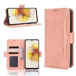 For Motorola Moto G73 5G Skin Feel Calf Texture Card Slots Leather Phone Case(Pink)