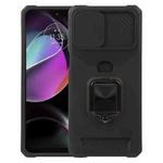 For Motorola Moto G 5G 2023 Camera Shield Card Slot Phone Case with Ring Holder(Black)