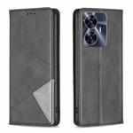 For Realme C55 Prismatic Invisible Magnetic Leather Phone Case(Black)