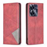 For Realme C55 Prismatic Invisible Magnetic Leather Phone Case(Red)