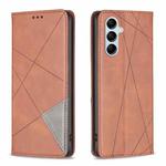 For Samsung Galaxy M14 5G Prismatic Invisible Magnetic Leather Phone Case(Brown)
