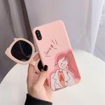 For iPhone X / XS TPU Matte Mobile Phone Case(A Word Girl)