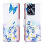 For Realme C55 Colored Drawing Pattern Leather Phone Case(Butterfly Love)
